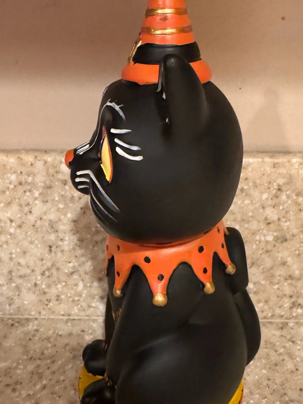 Festive Decor Black & Orange Halloween Cat Figurine Decorative Statue